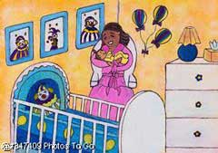 Illustration of a mother and baby; Size=240 pixels wide